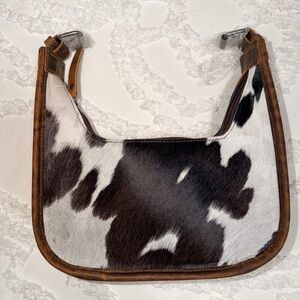 Cowhide Saddle Bag with Brown Leather Trim